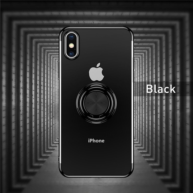 Ốp điện thoại trong suốt kèm giá đỡ nhẫn từ tính cho Iphone 11 Pro Max / 7 / 8 / 6s Plus / X / Xr / Xs Max | BigBuy360 - bigbuy360.vn