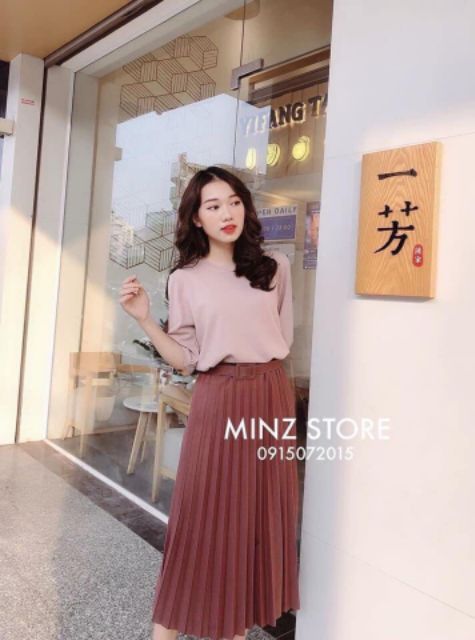 Chân váy xếp li nhũ kèm đai hàng Quảng Châu | BigBuy360 - bigbuy360.vn