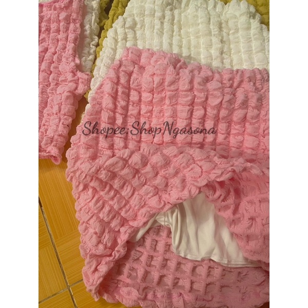 Set Bộ Xốp Áo Croptop Sát Nách Phối Chân Váy Ngắn alohashop91