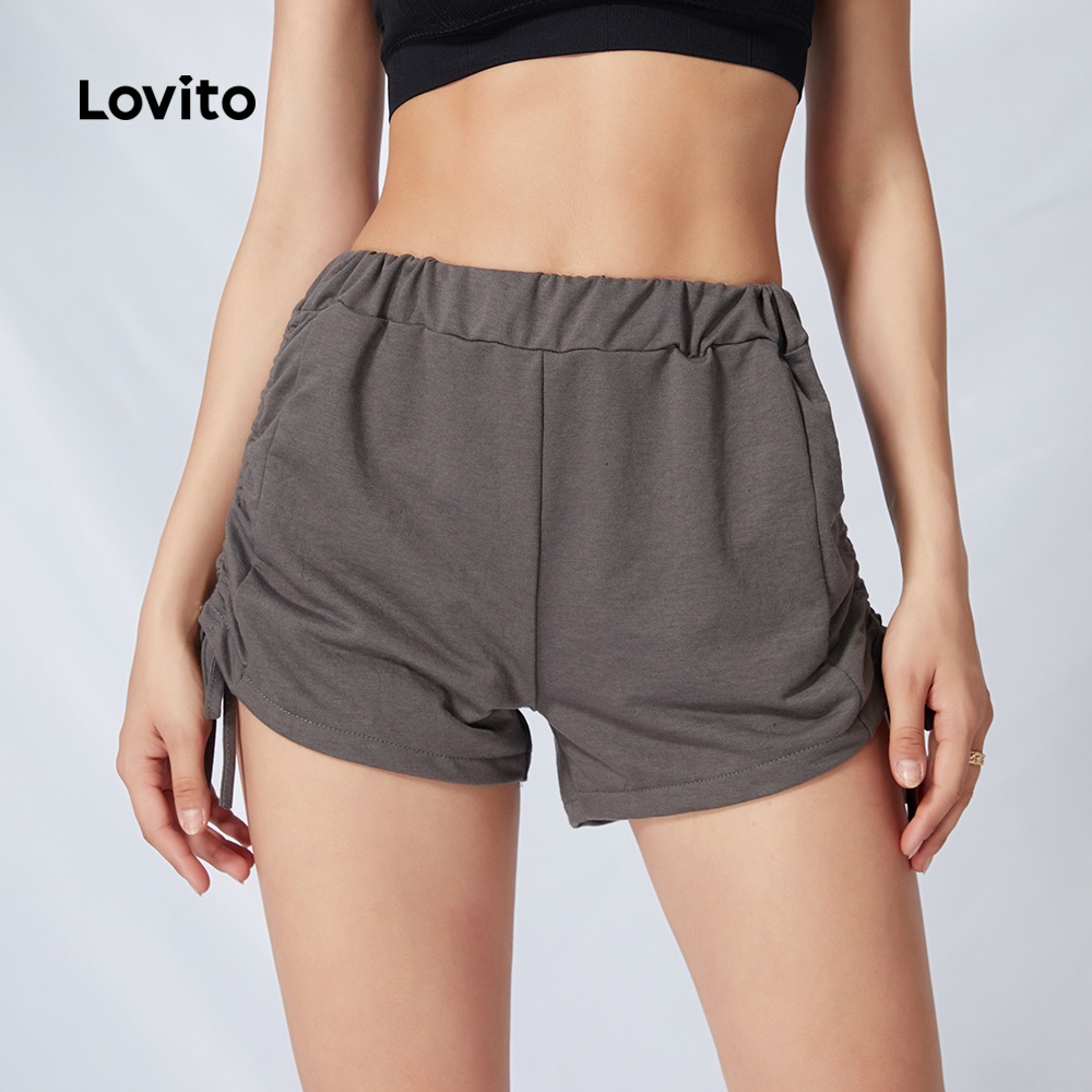 Quần short dây rút Lovito L09109 (xám đậm) | BigBuy360 - bigbuy360.vn