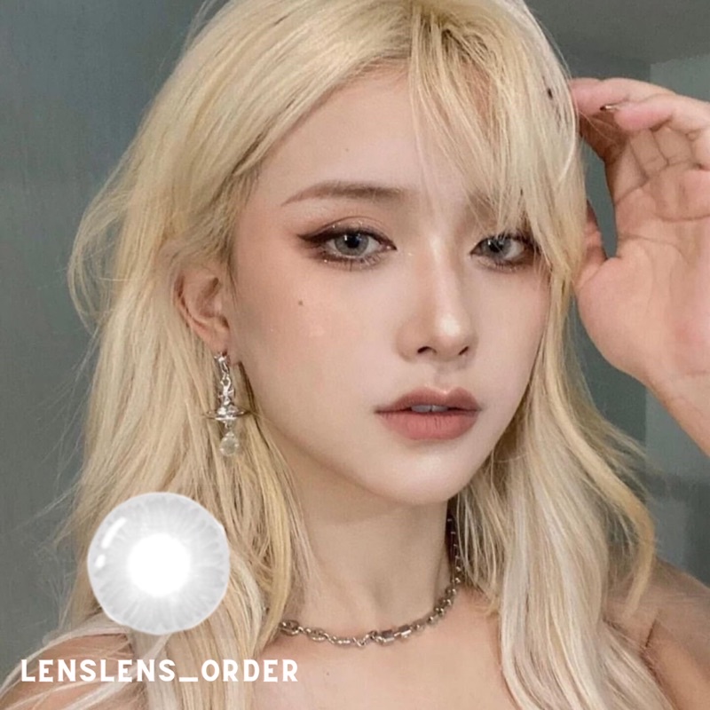 Lens Mắt Kính Áp Tròng Xám Tây Cá Tính Đủ Độ Cận