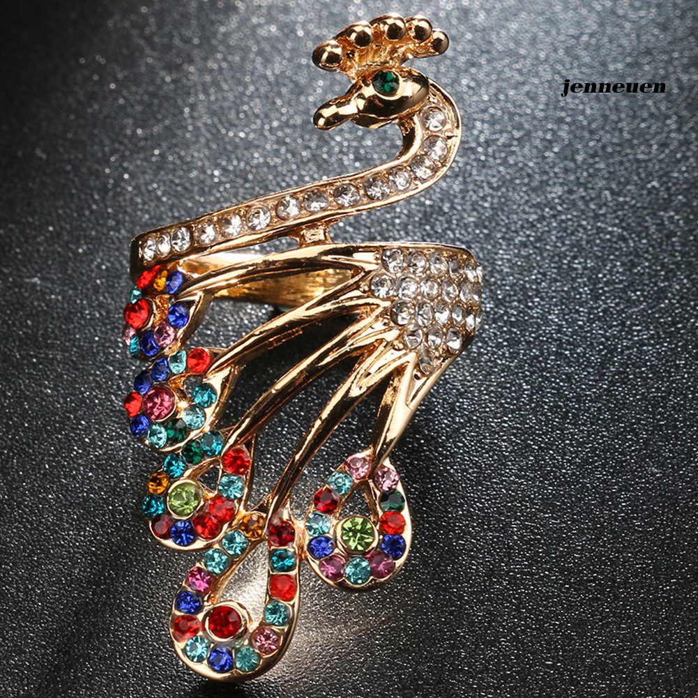 Nhẫn thời trang hình chim mạ màu vàng đính đá cực sang trọng