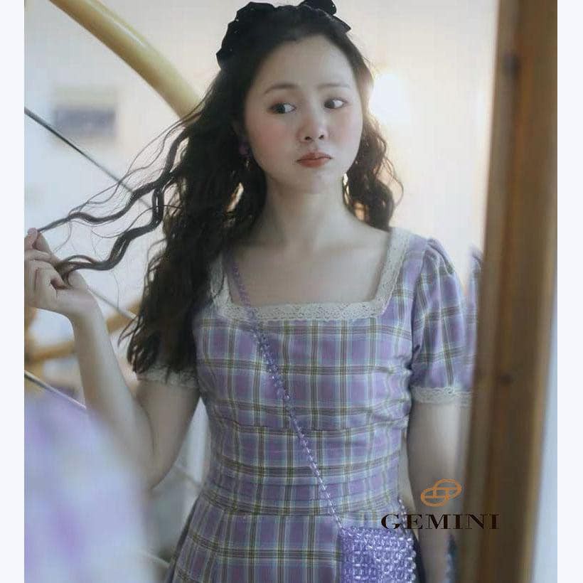 Váy đầm tím phối ren ( Ảnh shop tự chụp) | BigBuy360 - bigbuy360.vn