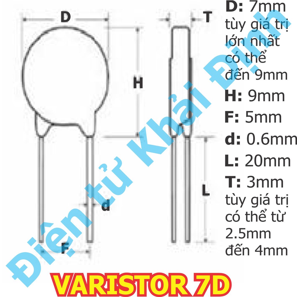 20 con TỤ CHỐNG SÉT, VARISTOR 7D 7mm (GIÁ CHO GÓI 20 CON) kde0814