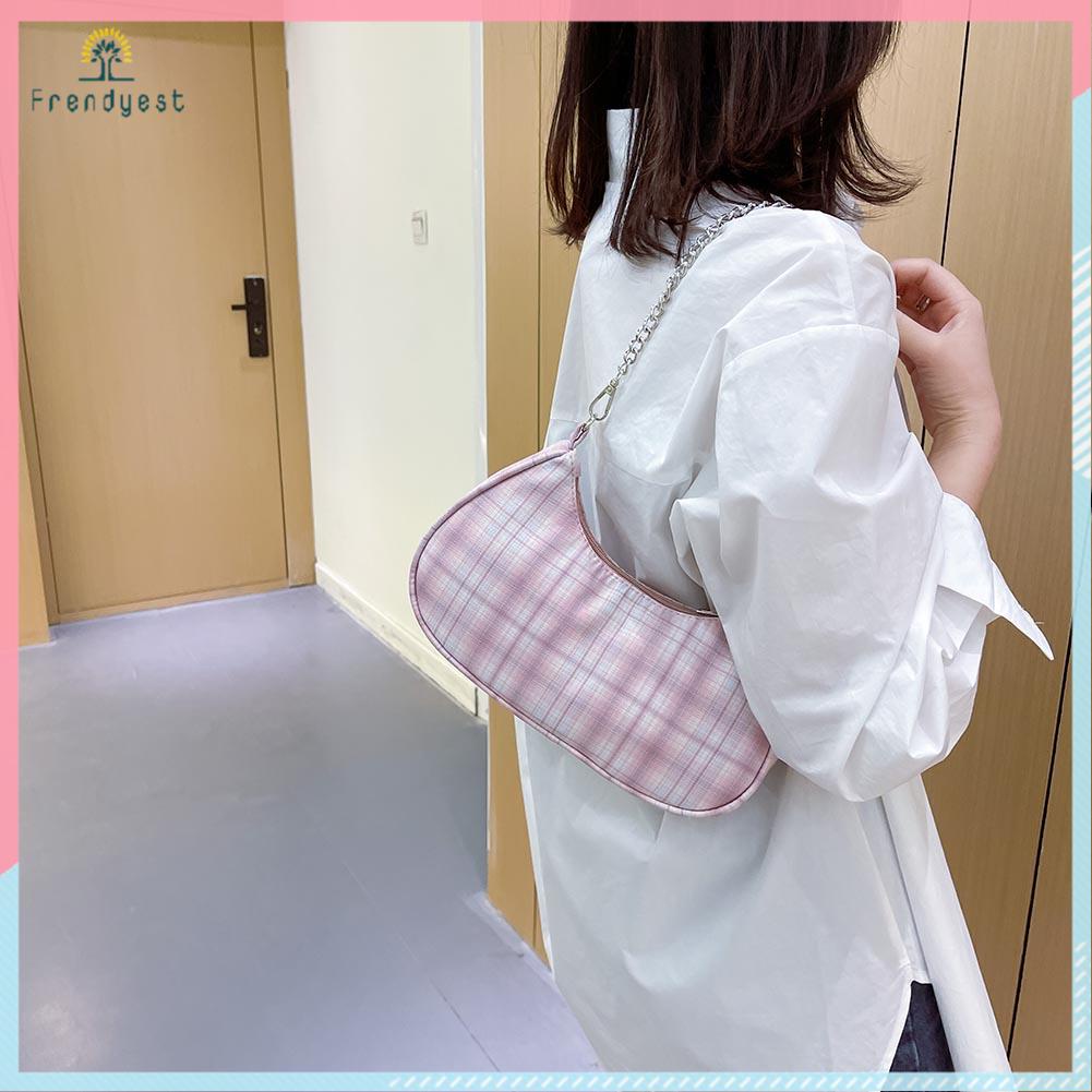 Túi xách đeo vai dưới cánh tay màu trơn có tay cầm bằng nylon màu trơn giản dị cho nữ