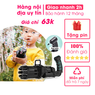 Combo 2 Súng bắn bong bóng xà phòng cho bé, đồ chơi bắn bong bóng tiktok 8 nòng