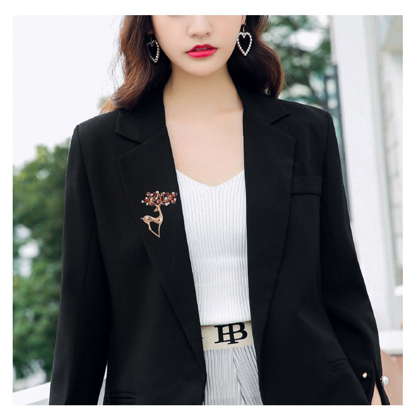Cài áo thời trang hươu đính đá Vintage dễ thương