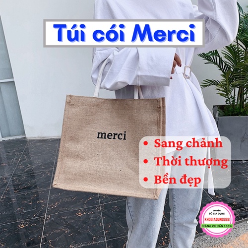 Túi cói 💓 Túi đi biển Merci phong cách vintage cho nữ đựng đồ đi biển du lịch dày dặn bền đẹp giá rẻ