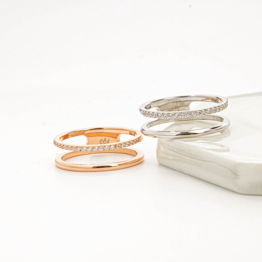 Nhẫn CDE Elsa Crystal Dual Rose Gold Ring CDE8027