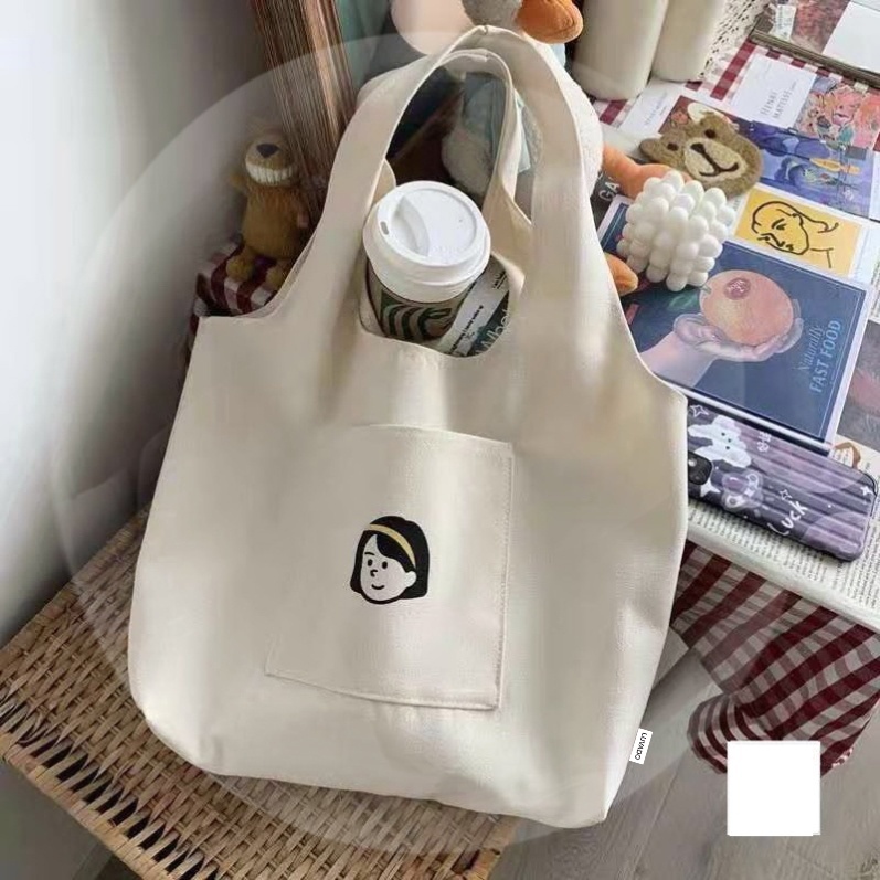 Túi tote canvas đeo chéo giá rẻ trơn vải mềm đi học LUVADO TX788