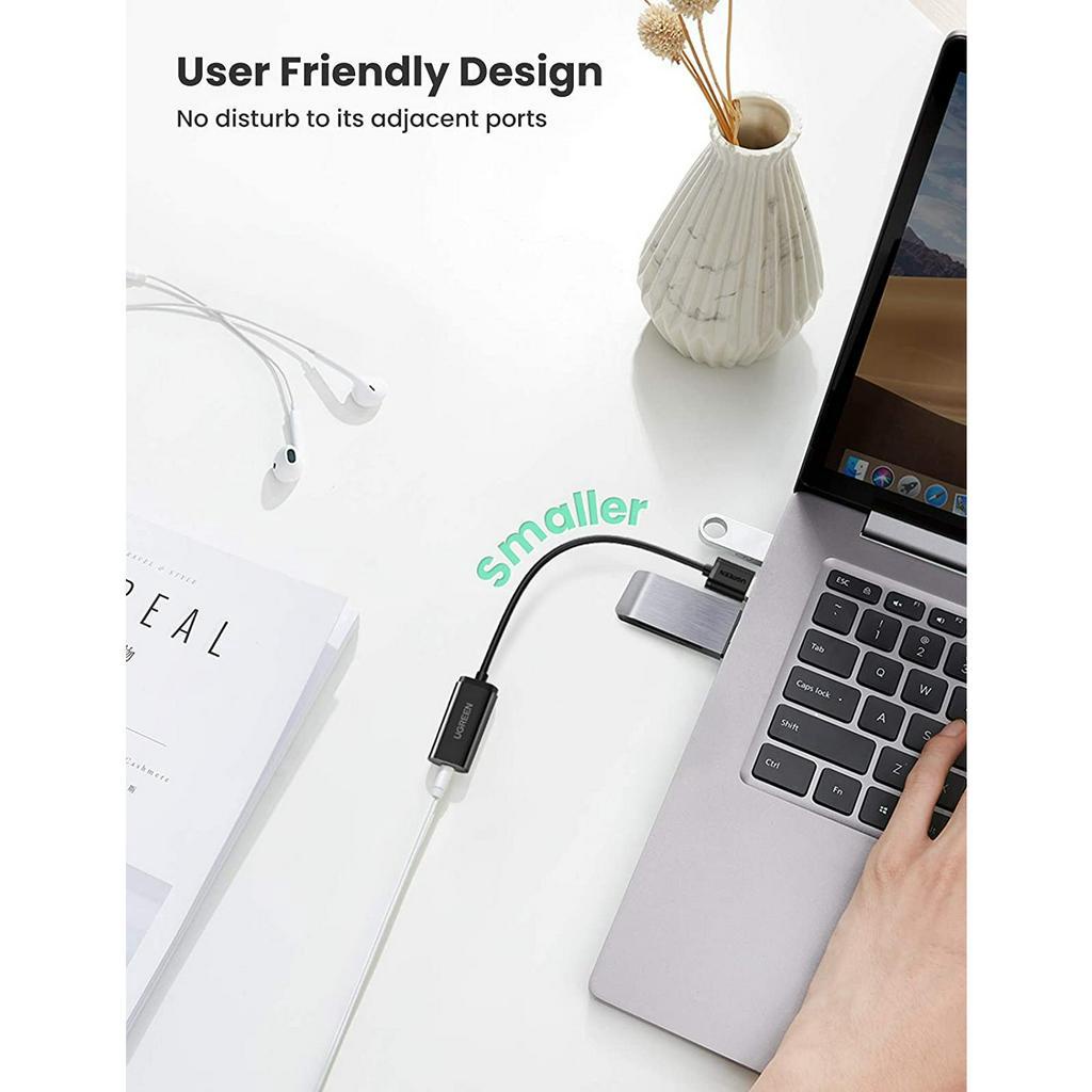 Cáp chuyển USB ra Audio 3.5mm Ugreen 30712 10330 US206 ( hỗ trợ Mic và Tai Nghe , loa ) Chính Hãng