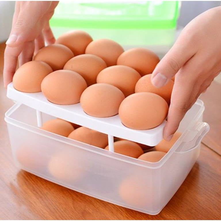 Hộp trứng 24 quả/ hộp trứng 2 tầng ( giao màu ngẫu nhiên )
