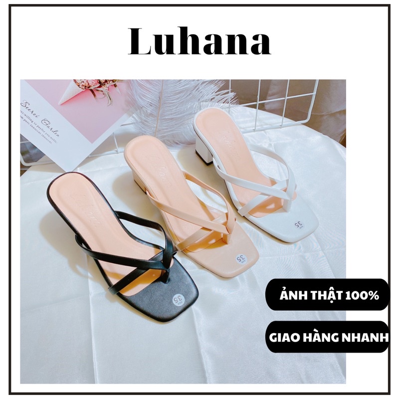 Guôc nữ gót vuông cao 5cm kẹp dây mảnh thời trang Luhana