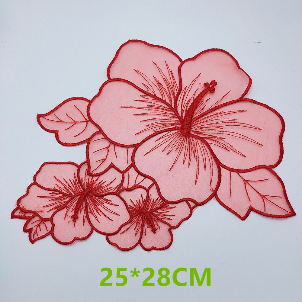 Miếng Dán Vải Lụa Phối Ren Hoa Trang Trí Quần Áo diy