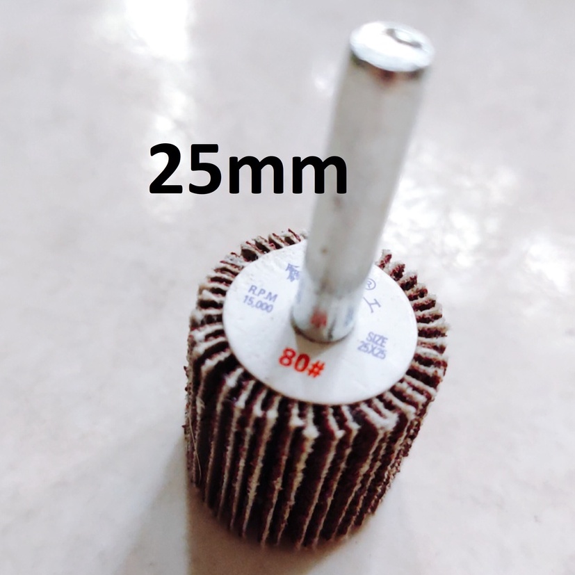 Nhám chuôi hình trụ size 25mm, nhám cà lem trà gỗ, kim loại, chuôi 6mm