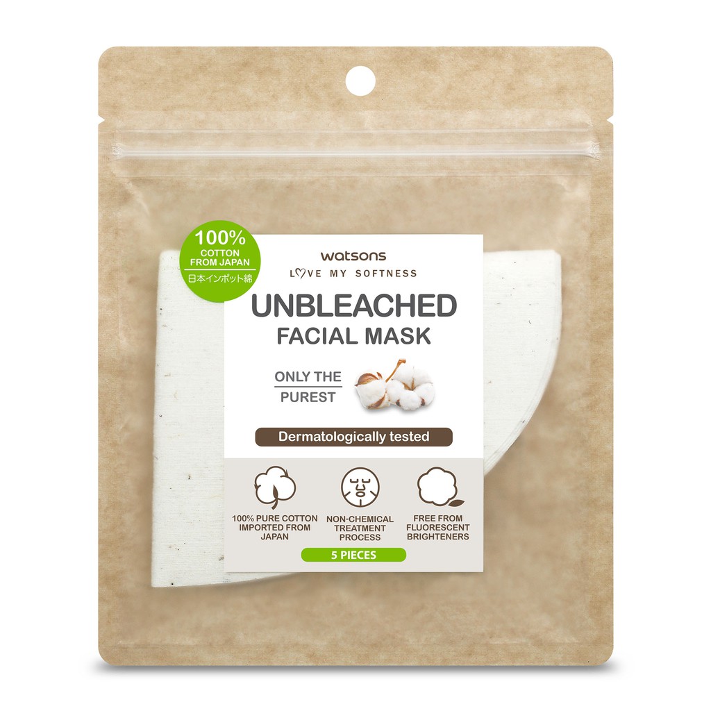 Mặt Nạ Bông Watsons Love My Softness Unbleached Facial Mask 5 Miếng