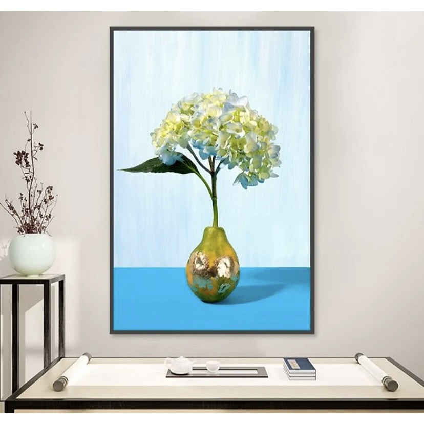 Bình hoa nghệ thuật trang trí nội thất phòng khách, Spa, Studio.  Tranh treo tường in công nghệ UV săc nét. size 40x60