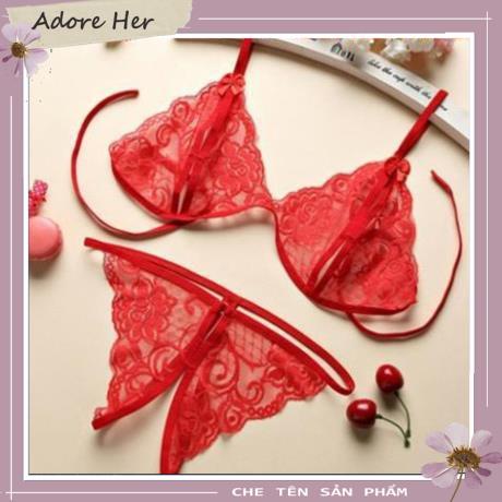 Bộ đồ lót ren lọt khe xuyên thấu gợi cảm, bộ bikini ren hở đũng, bi203 open cup -  - Hà Nội  - QUIN BEE