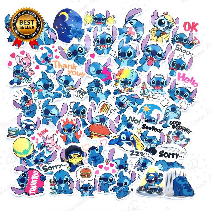 Bộ 50 miếng dán trang trí hình hoạt hình Stitch DIY
