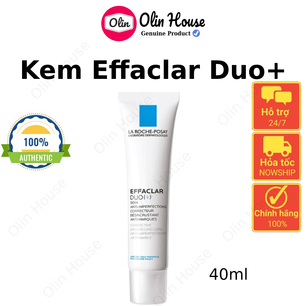 Kem Dưỡng Giảm Mụn, Ngừa Thâm, Thông Thoáng Lỗ Chân Lông La Roche Posay Effaclar Duo+ 40ml - Olin House