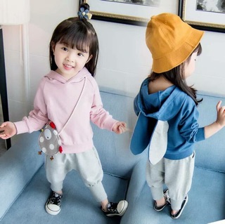 Bộ cotton cho bé gái ( mũ tai thỏ)