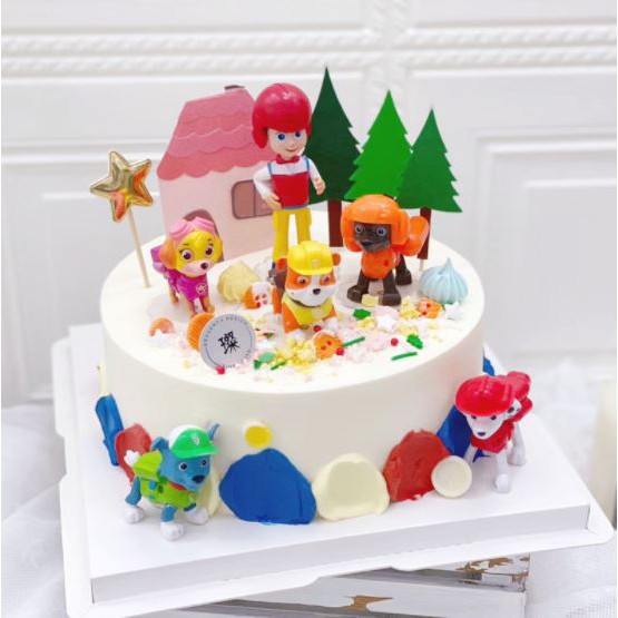 Phụ kiện trang trí bánh sinh nhật bánh kem - Sét 6 chú chó cứu hộ nhựa trang trí bánh