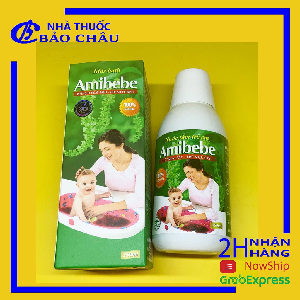 Nước thảo dược tắm bé Amibebe 250ml - ngừa rôm sảy, mụn nhọt, viêm nang lông cho bé