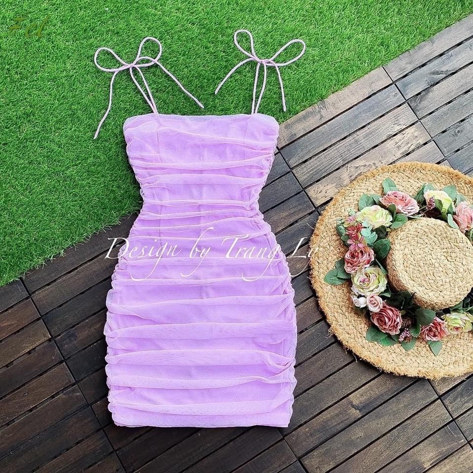 Đầm body tím ren 2s