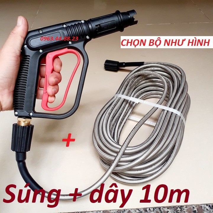 Bộ 10M-15M-20M-30M dây rửa xe và súng xịt - súng rửa xe áp lực cao ren 22mm