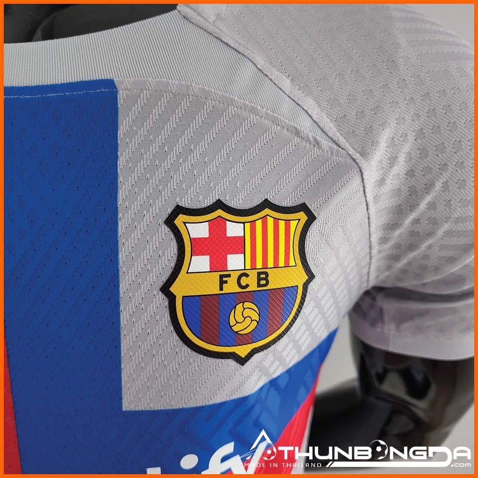 Áo Barca xám sân khách 2022/2023, 2022/23 mẫu 3 bản PLAYER Issue BODY fit cao cấp Thái Lan