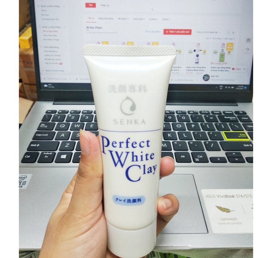 Sữa rửa mặt tạo bọt chiết xuất đất sét trắng Senka Perfect White Clay