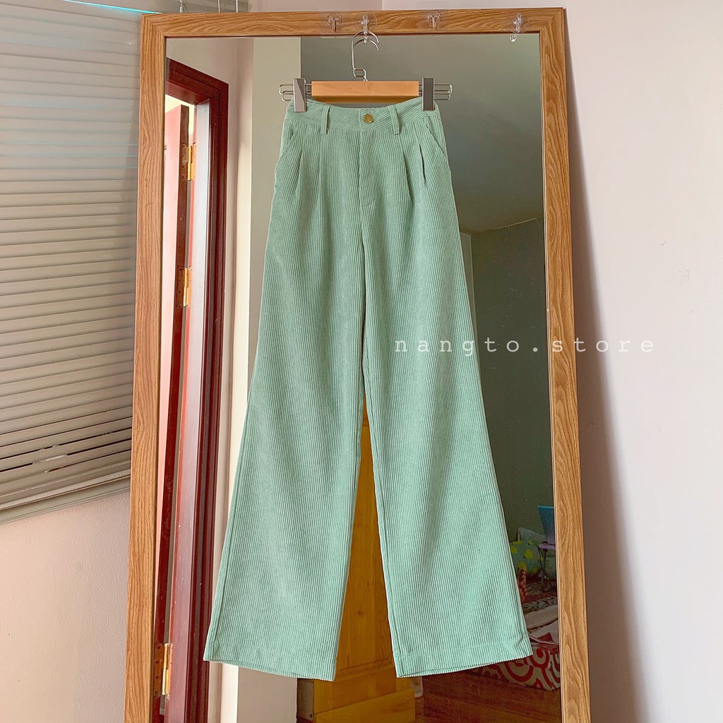 💗 Quần Suông Nhung Gân Form Culottes (Cúc Sắt Cá Tính) 💗 | BigBuy360 - bigbuy360.vn