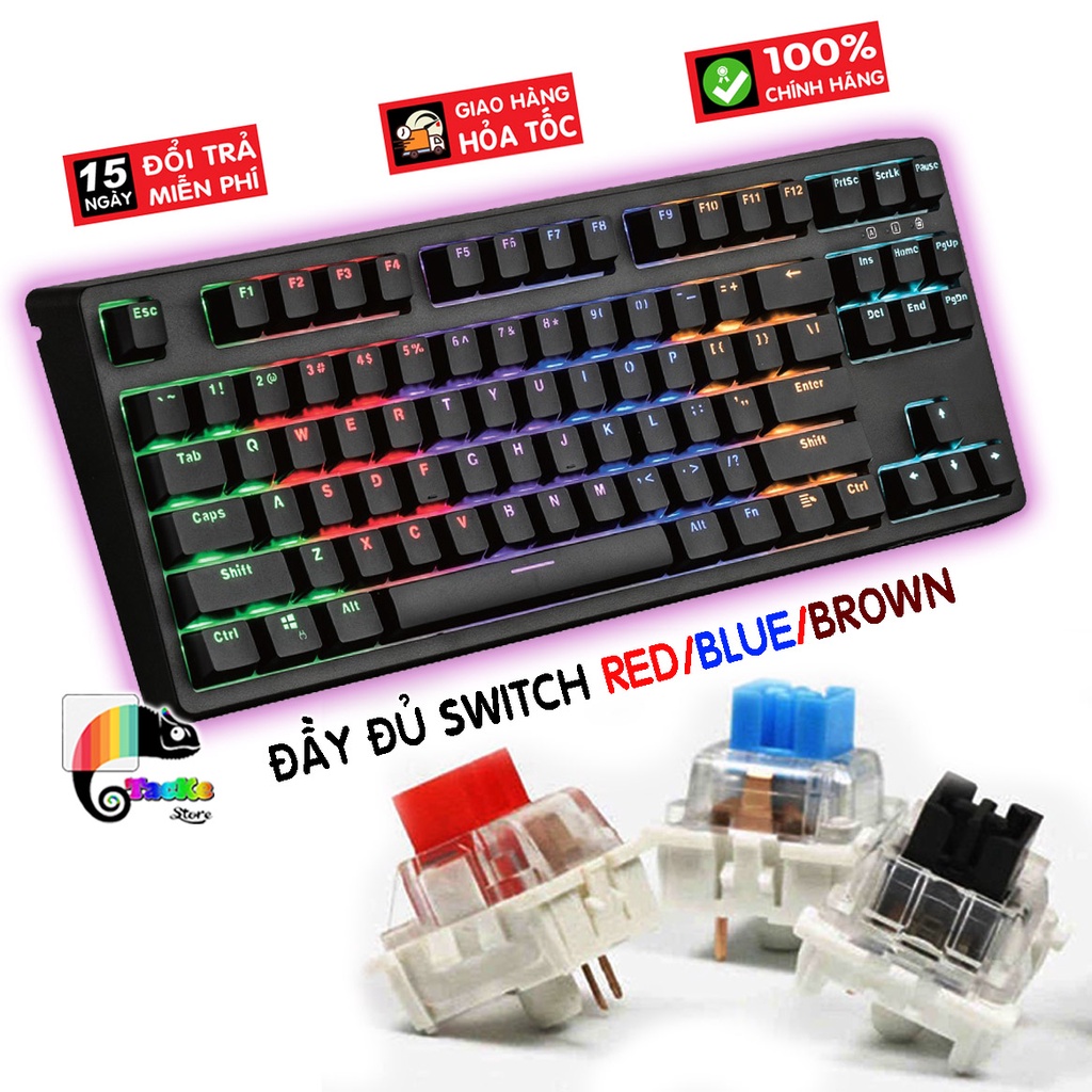 Bàn phím cơ E-Dra EK387 Switch Huano Version 2021 I Tặng thêm Keycap + Đèn Led USB I BH 24 T I Gaming TKL Edra EK387