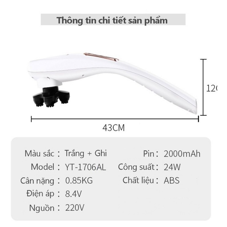 Máy Đấm Lưng Mát Xa  Cầm Tay Cho Cổ, Vai Gáy, Bụng, Lưng, Cánh Tay, Chân