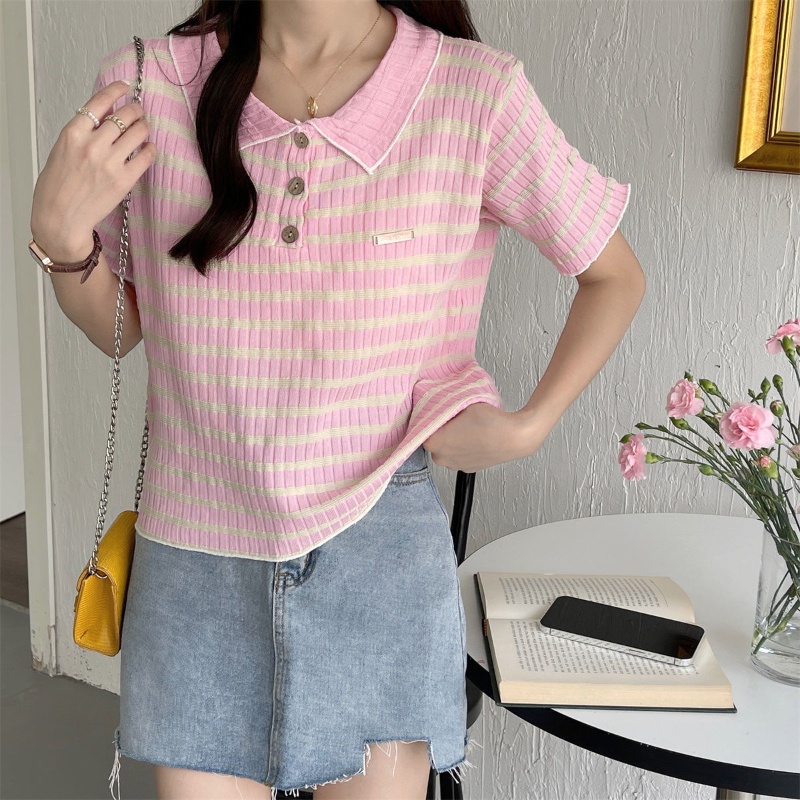 COZOK Áo Thun Dệt Kim Tay Ngắn Cổ polo Trẻ Trung Năng Động
