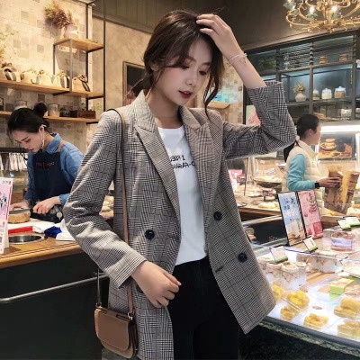 Áo Khoác Vest Kẻ Sọc Caro Phong Cách Hàn Quốc Thời Trang Cho Nữ