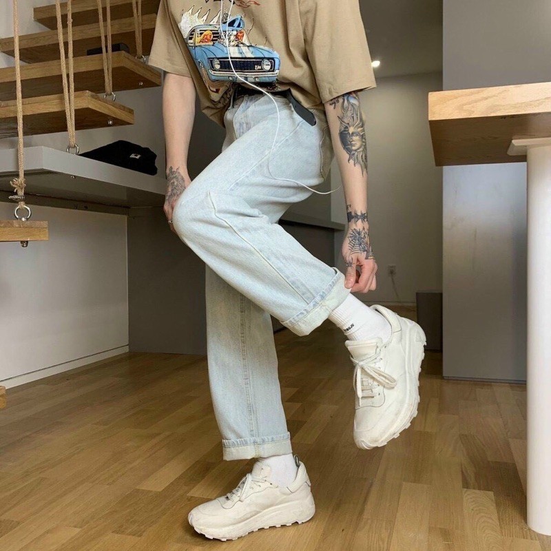 QUẦN JEANS ỐNG XUÔNG NAM TRƠN