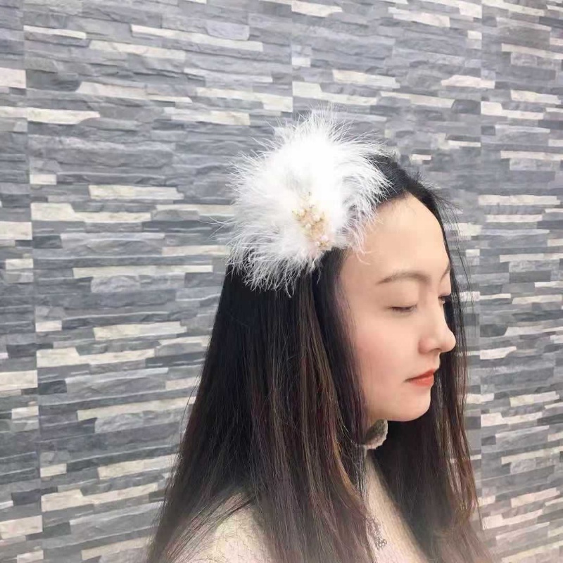 Kẹp tóc mái đính lông vũ phong cách cổ điển dễ thương thời trang thu đông