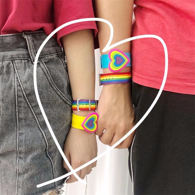 Vòng đeo tay màu sắc cầu vồng phong cách LGBT thời trang cho nam và nữ