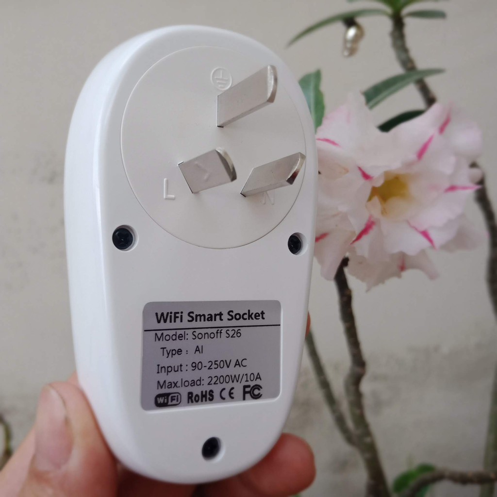 Ổ Cắm Wifi Sonoff S26 Điều khiển từ xa, đầu đổi ổ cắm