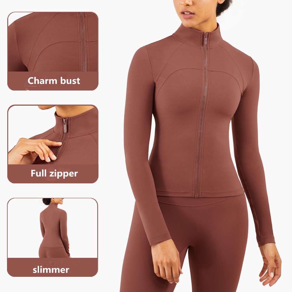 Áo khoác thể thao ôm body dài tay phối khóa kéo chất lượng 2020