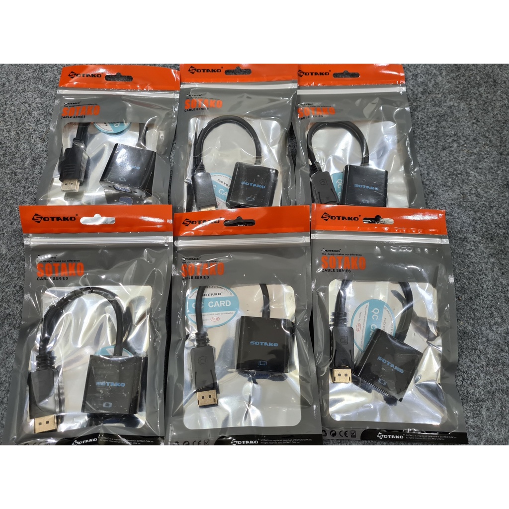 Cáp chuyển Display port sang cổng HDMI, Display port sang cổng VGA - chính hãng SOTAKO giá rẻ.