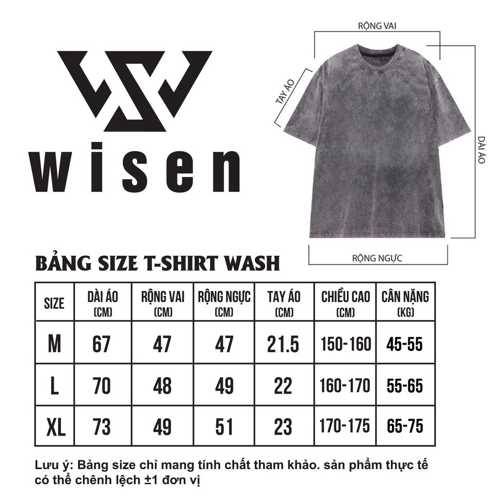 Áo thun wash WISEN CHANYOOU áo phông wash loang form rộng nam nữ unisex