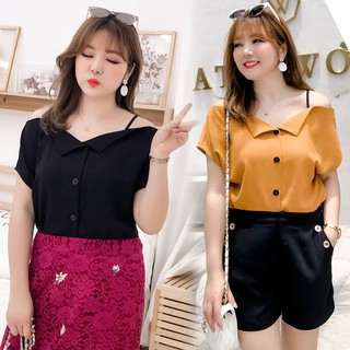 Áo trễ vai cổ bẻ cho người béo mập