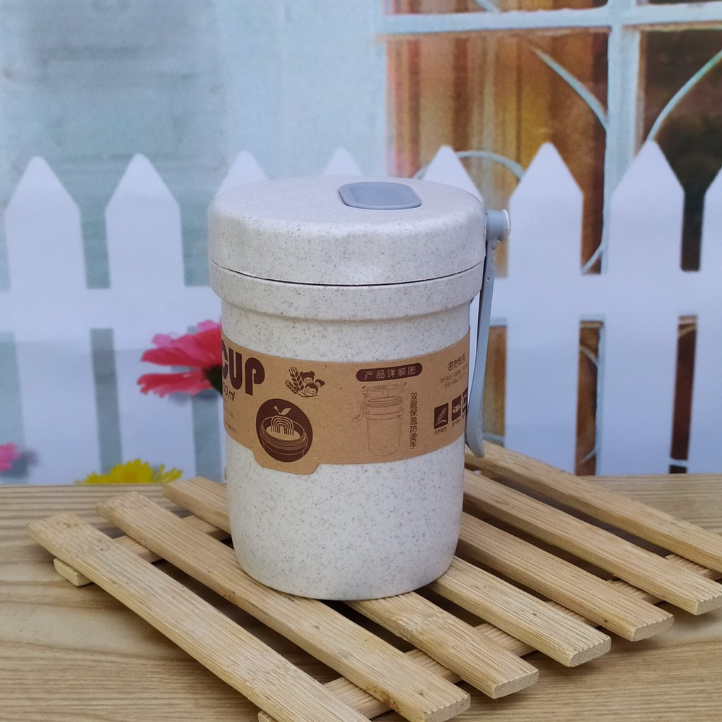 Cốc Lúa Mạch Đựng Súp, Canh Giữ Nhiệt Và Chống Tràn Kèm Muỗng Tiện Ích 300ml | BigBuy360 - bigbuy360.vn