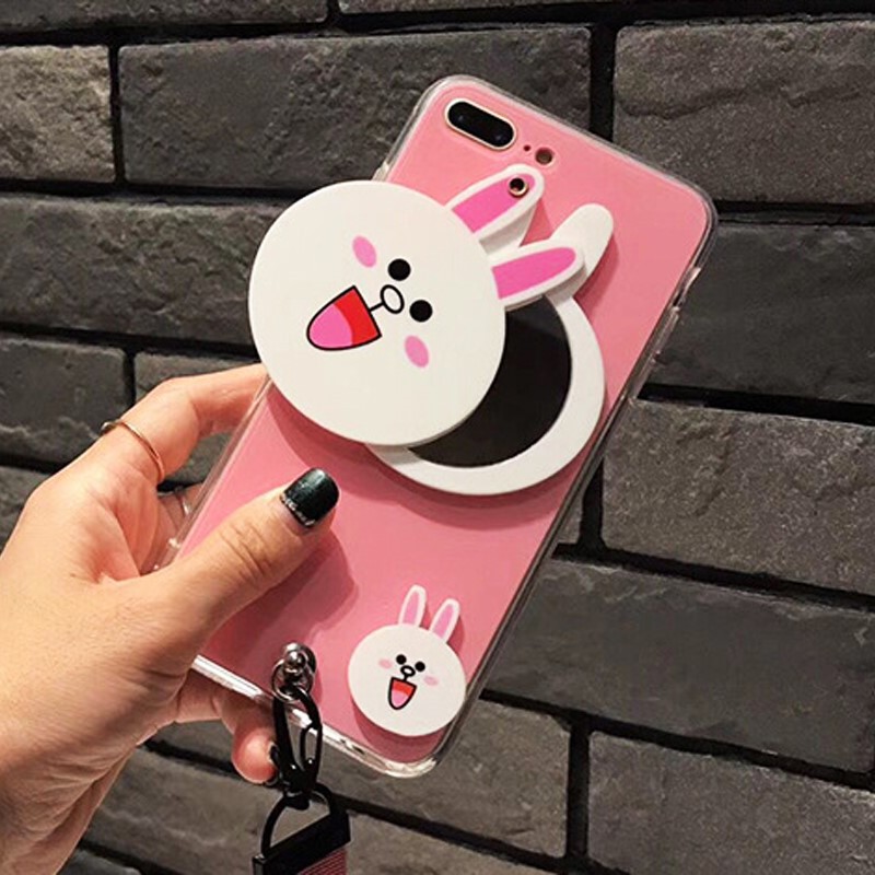 [ IPHONE ] Ốp Lưng Gấu Thỏ 3D kèm Gương Và Dây - C013 | BigBuy360 - bigbuy360.vn