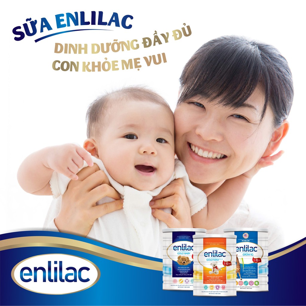 Sữa bột Enlilac Gold Max + Hộp 900g Giúp bé ăn ngon miệng, tăng cường hấp thu dưỡng chất, sữa cao năng lượng cho trẻ