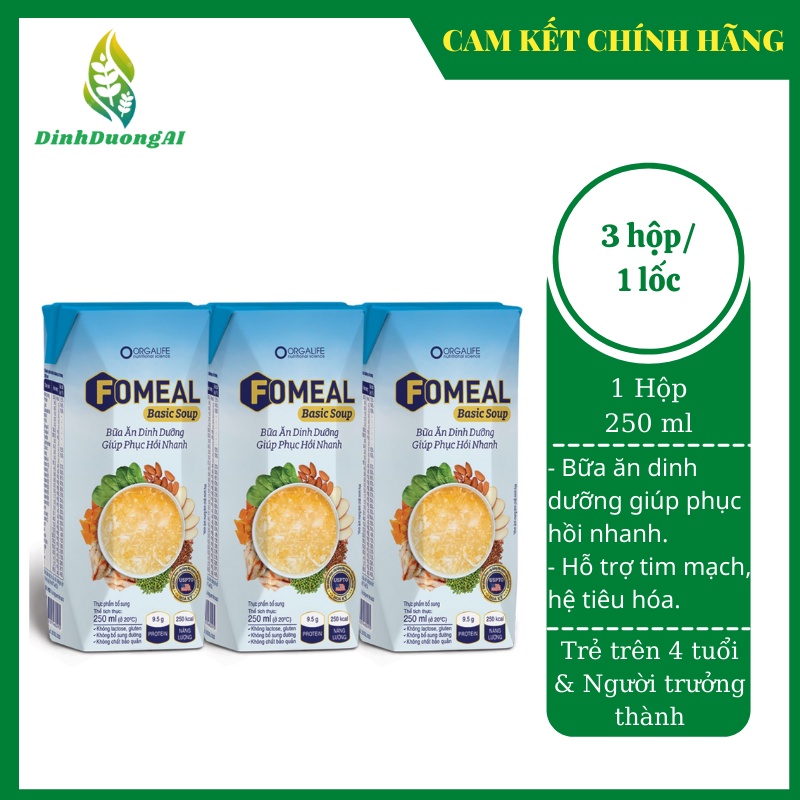 (Chính hãng) Orgalife Fomeal Basic Soup 250ml - Bữa ăn dinh dưỡng hoàn chỉnh, nâng cao thể trạng - Lốc 3 hộp