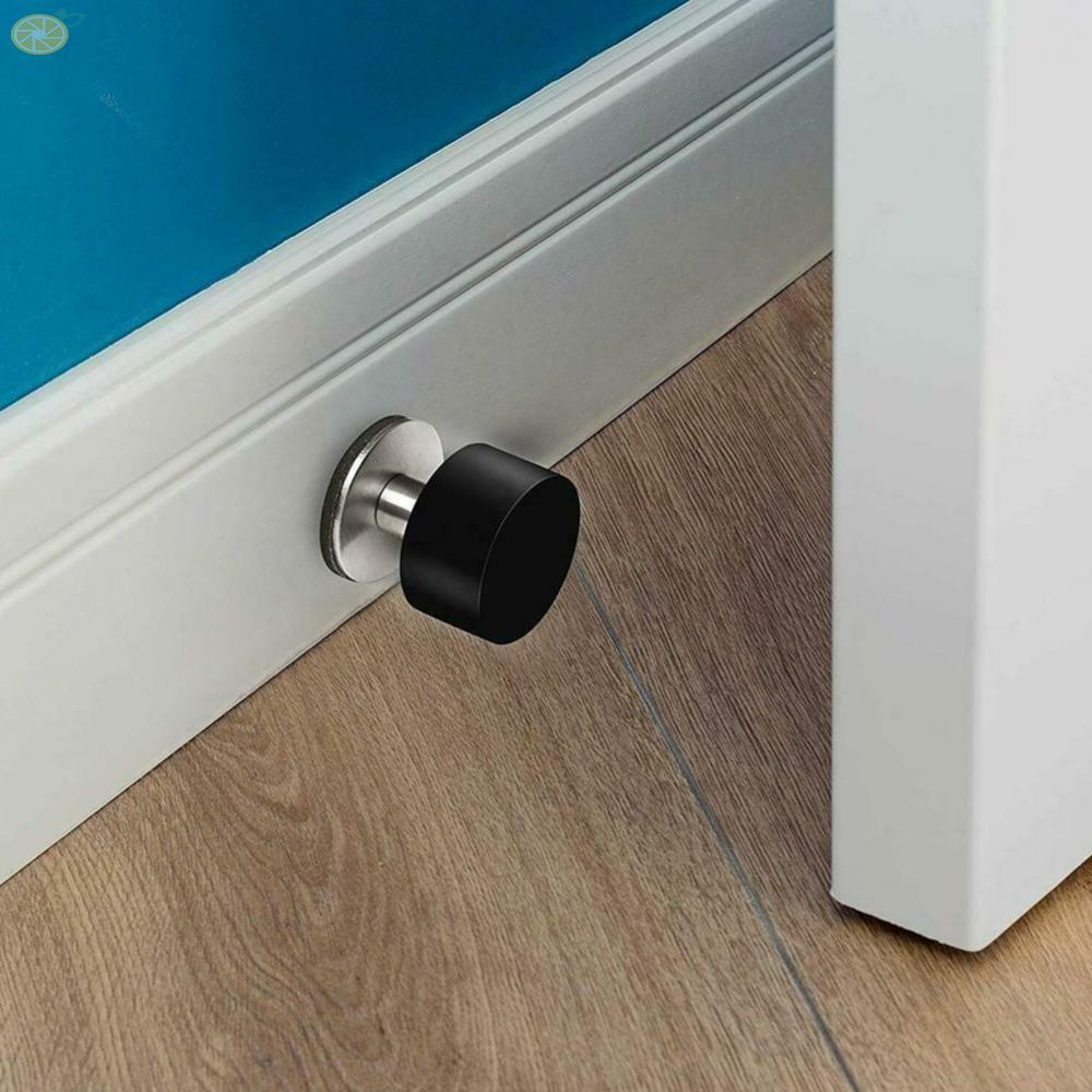 【VARSTR】Door Stop Non Punch Stainless Steel Versatility 4.5*4cm Black Rubber Side Tables