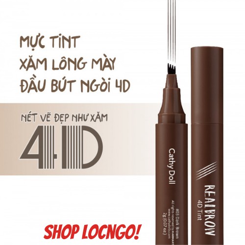 Bút vẽ chân mày Cathy Doll Real Brow 4D Tint 2G-màu nâu đen 03-Thái Lan by Shop LocNgo